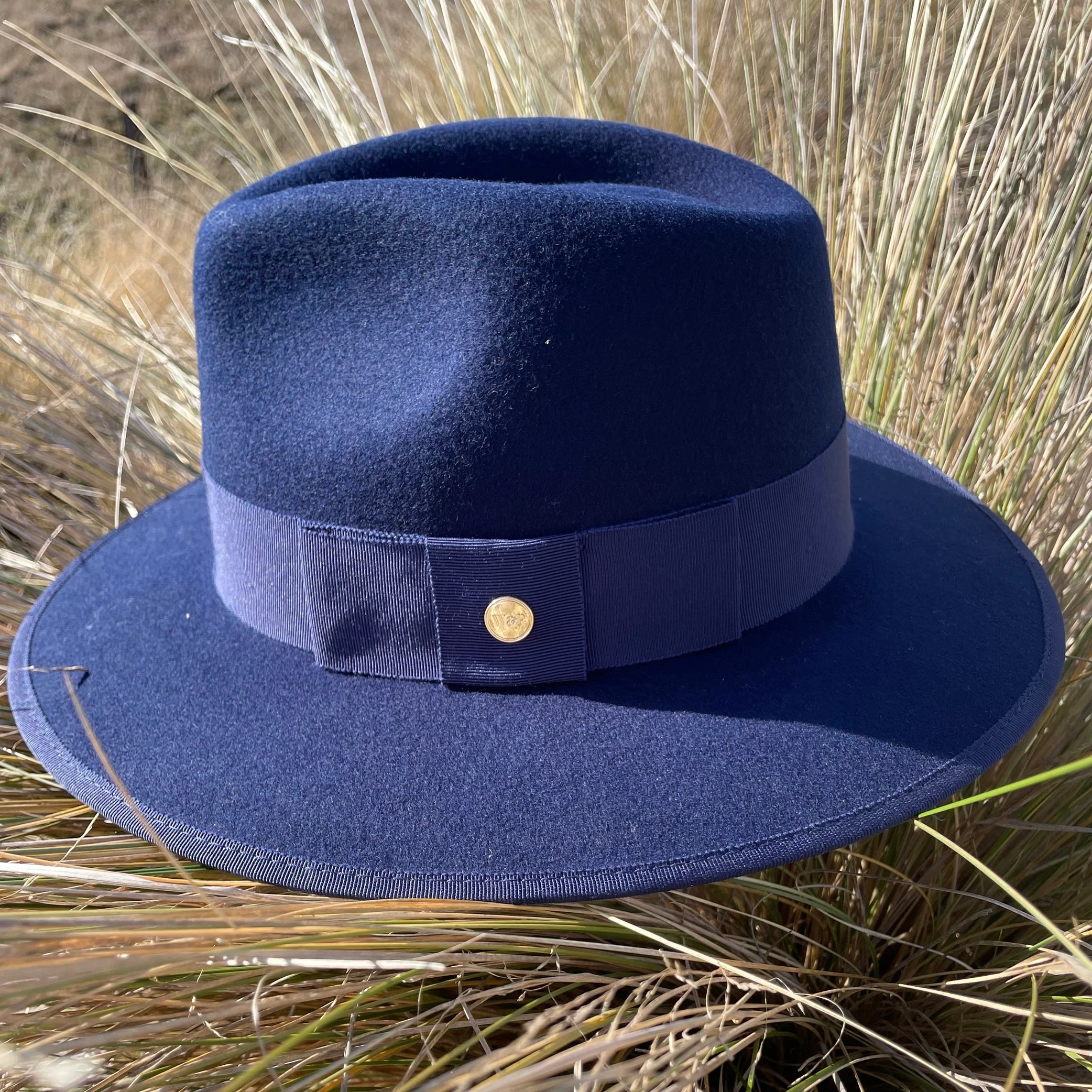 Mackenzie Deep stream navy / Short brim Fedora Hat - Image 4